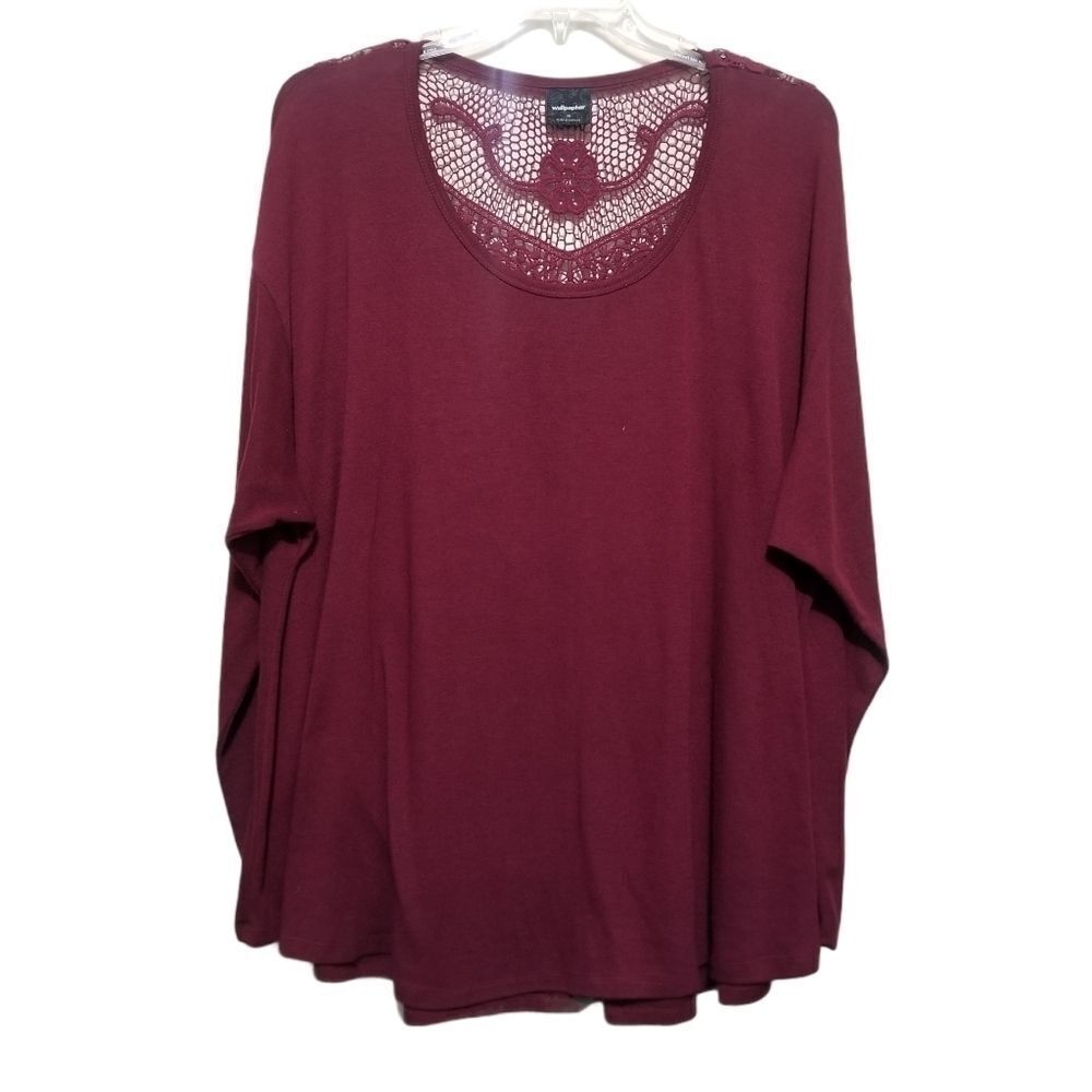 Wallpapher Burgundy Knit Top 3X